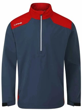 PING AquaDrive Half-Zip giacca impermeabile da uomo, oxford blue/classic red
