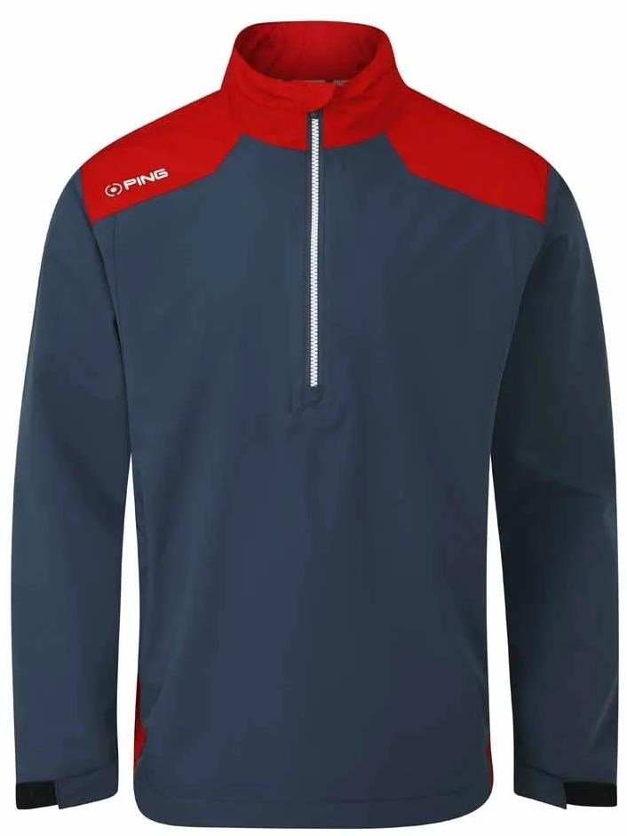 PING AquaDrive Half-Zip giacca impermeabile da uomo, oxford blue/classic red