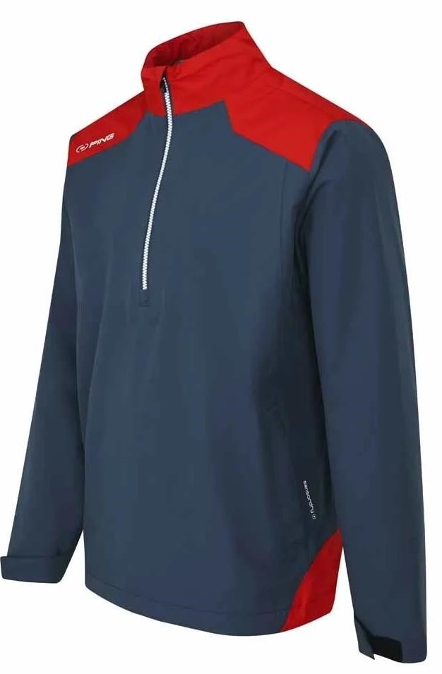 PING AquaDrive Half-Zip giacca impermeabile da uomo, oxford blue/classic red