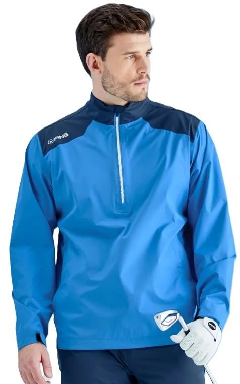PING AquaDrive Half-Zip giacca impermeabile da uomo, brilliant blue/oxford blue