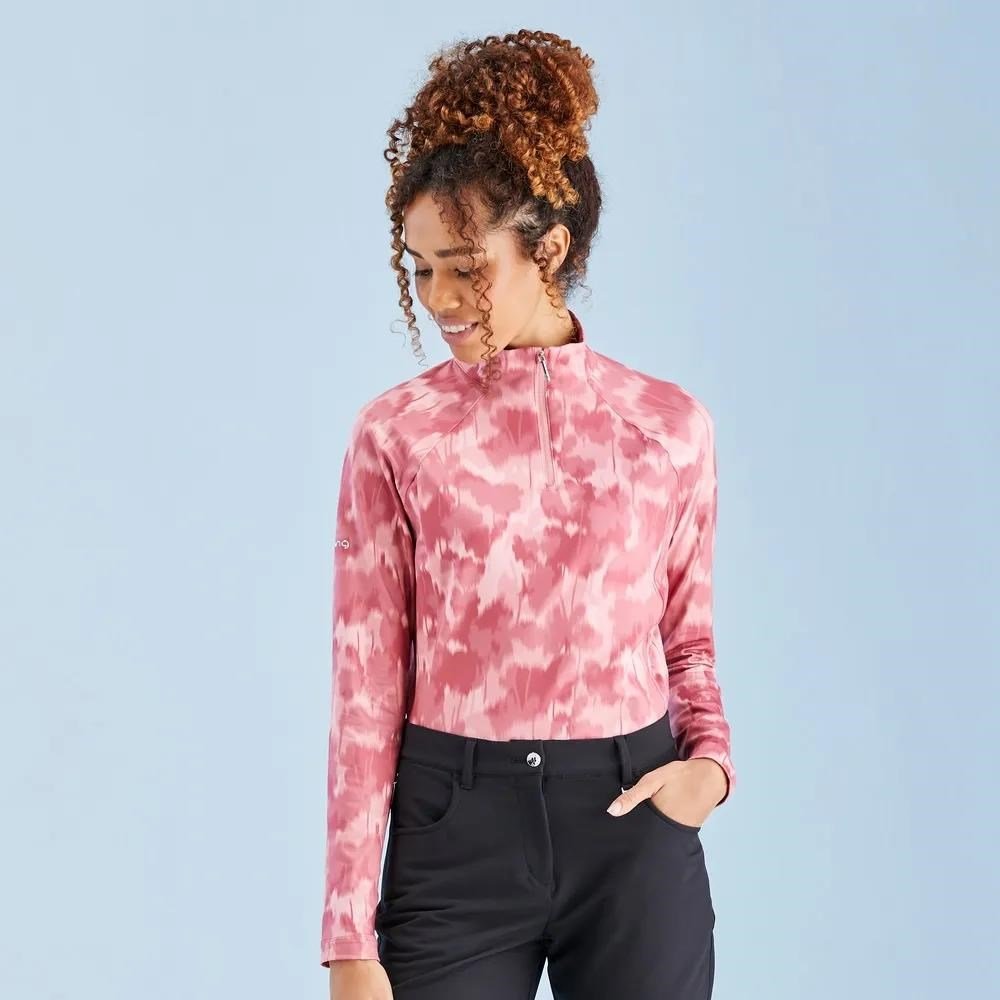 PING Jasmine Printed Long Sleeve top da donna, rose multi