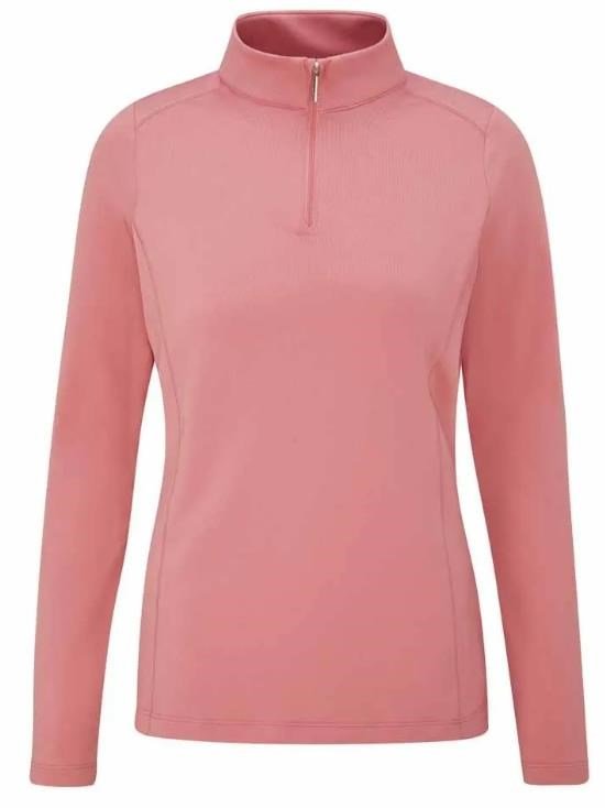 PING Aveline Half Zip camicia da donna a maniche lunghe, rosa tenue