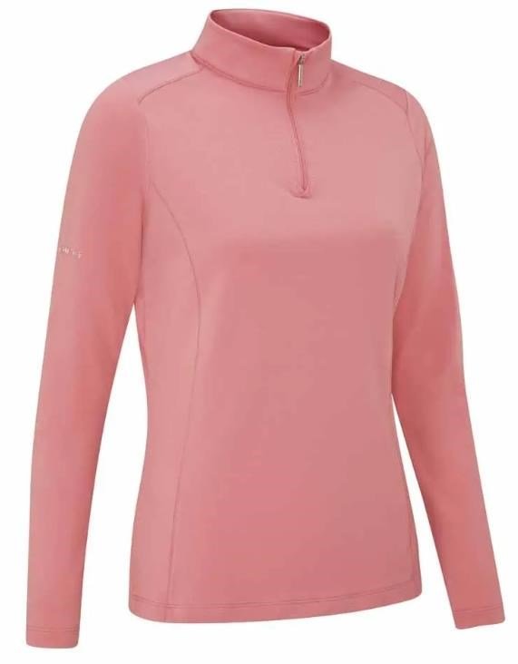 PING Aveline Half Zip camicia da donna a maniche lunghe, rosa tenue