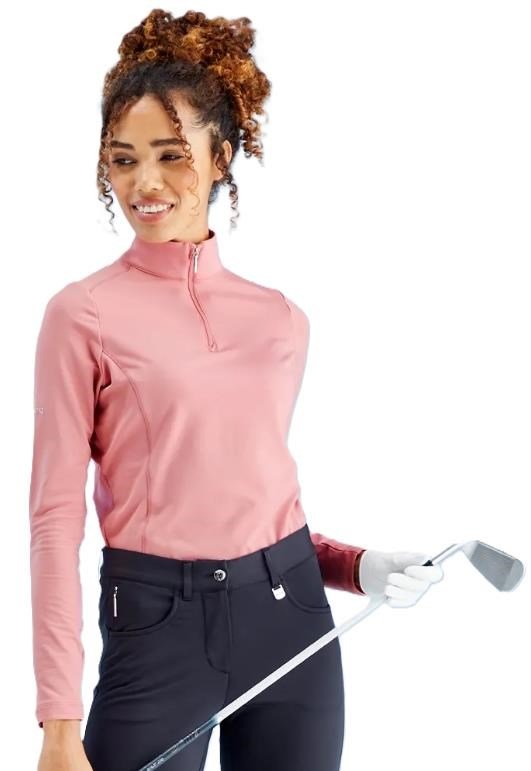 PING Aveline Half Zip camicia da donna a maniche lunghe, rosa tenue