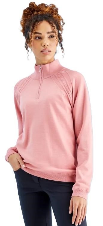 PING Melodie Half-zip lined maglione da donna con fodera, rosa tenue