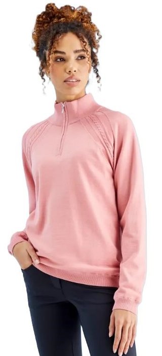 PING Melodie Half-zip lined maglione da donna con fodera, rosa tenue