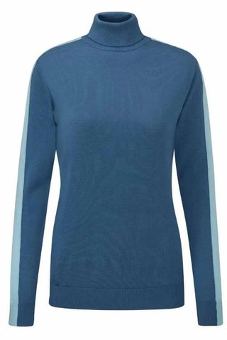 PING Lockett Roll neck maglione da donna, blue fusion/crystal blue