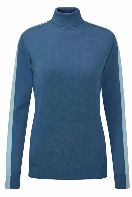 PING Lockett Roll neck maglione da donna, blue fusion/crystal blue