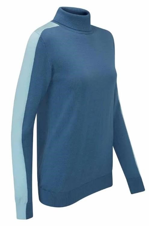 PING Lockett Roll neck maglione da donna, blue fusion/crystal blue