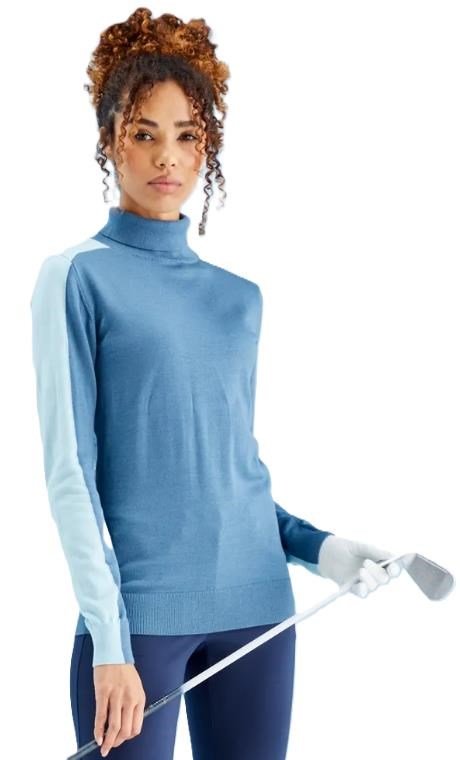 PING Lockett Roll neck maglione da donna, blue fusion/crystal blue