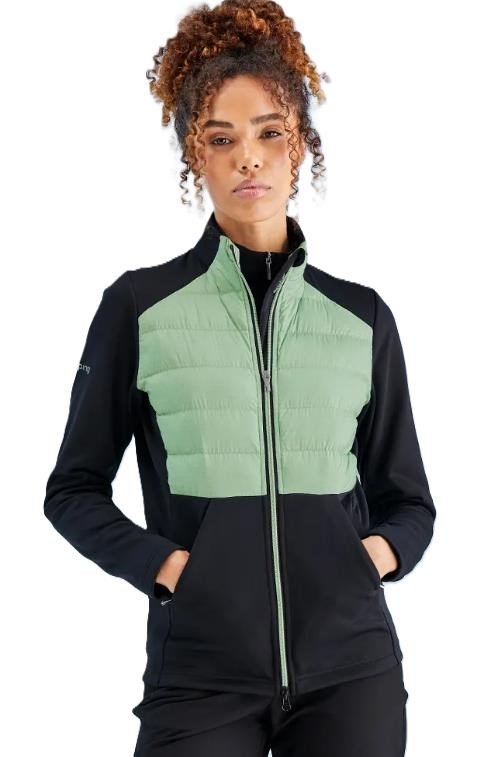PING Clare Zoned fleece giacca donna, black/eucalyptus multi