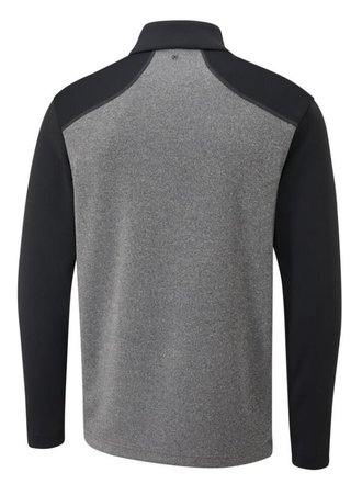 PING Ramsey half zip ribbed fleece pullover da uomo, nero melange/nero