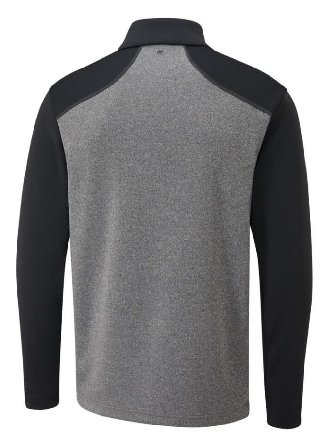 PING Ramsey half zip ribbed fleece pullover da uomo, nero melange/nero
