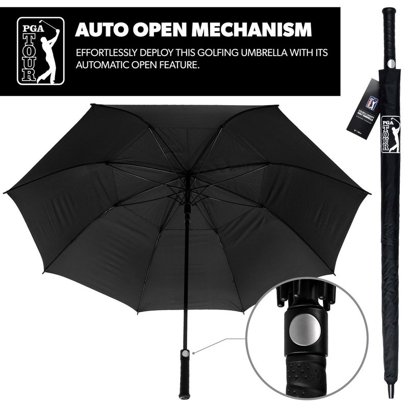 PGA Tour Windproof Double Canopy ombrello 62", nero