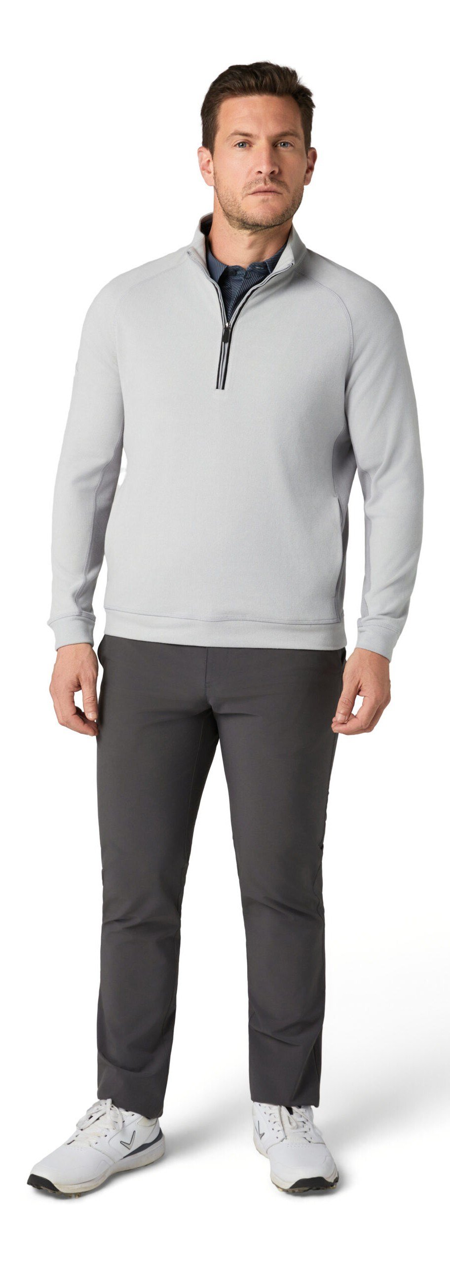 Callaway Brushed Rib 1/4 Zip felpa da uomo, concrete