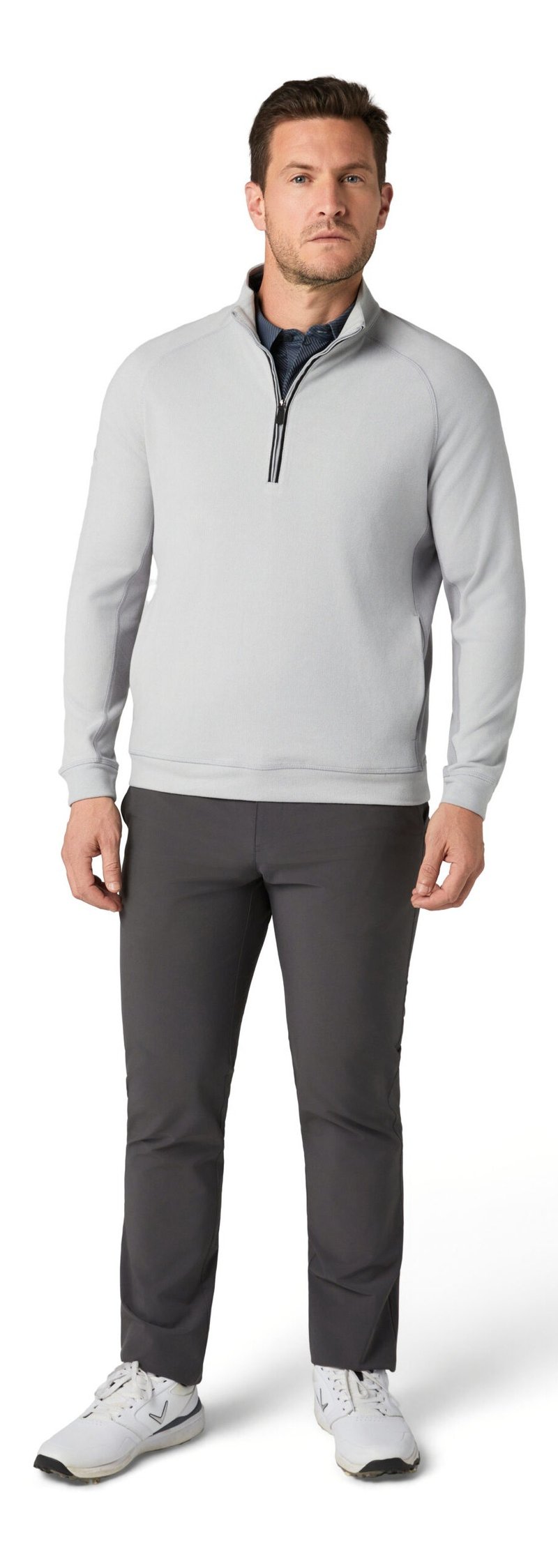 Callaway Brushed Rib 1/4 Zip felpa da uomo, concrete