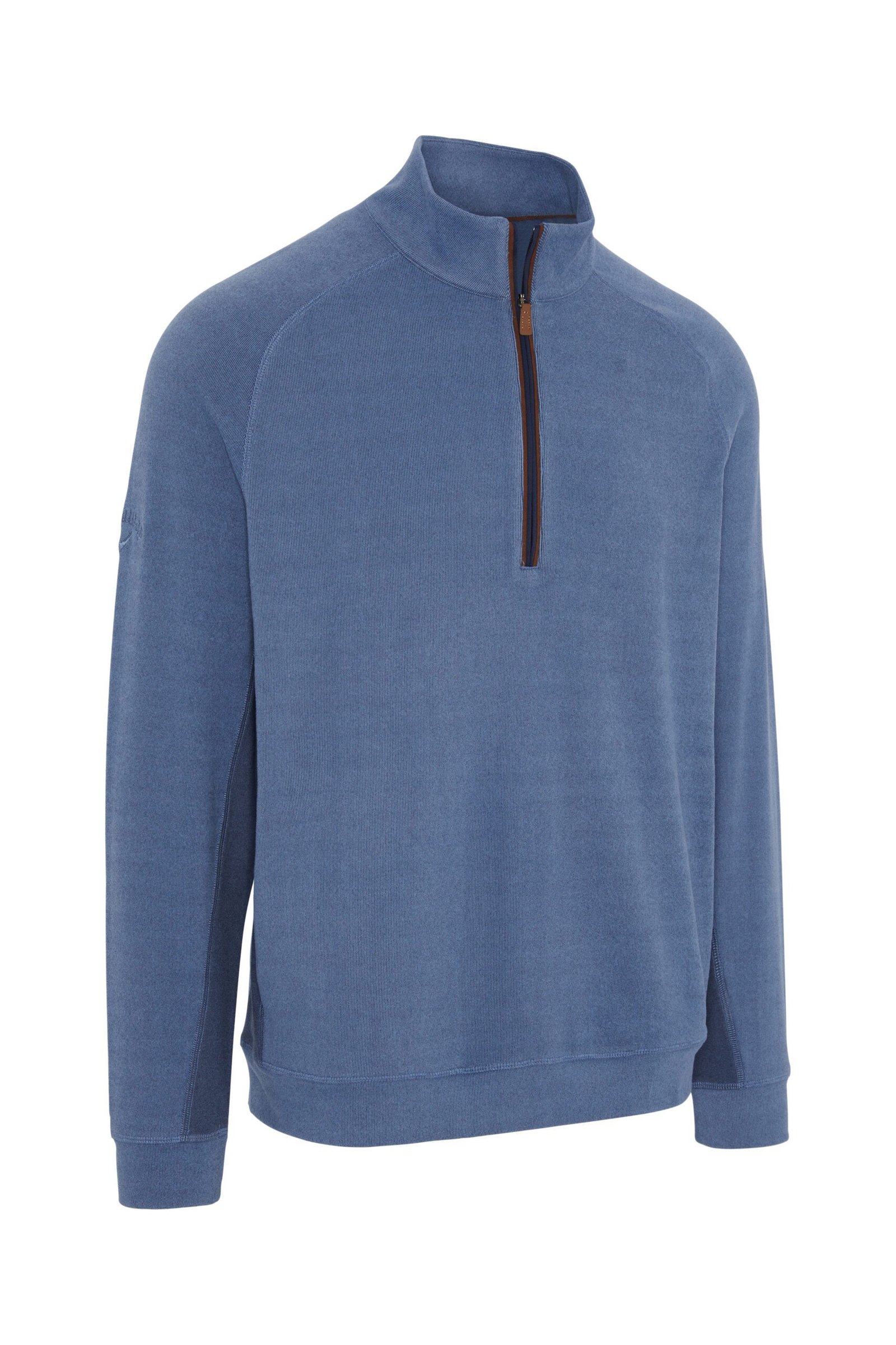 Callaway Brushed Rib 1/4 Zip felpa da uomo, peacoat heather