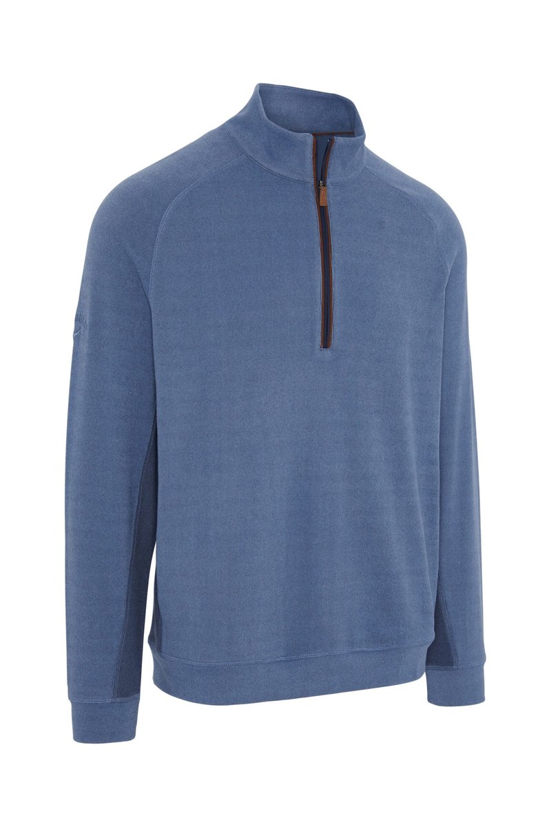 Callaway Brushed Rib 1/4 Zip felpa da uomo, peacoat heather
