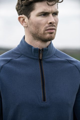 Callaway Brushed Rib 1/4 Zip felpa da uomo, peacoat heather
