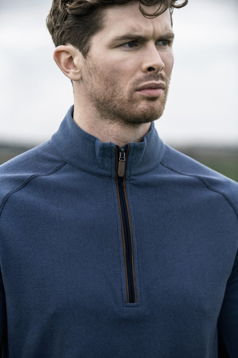 Callaway Brushed Rib 1/4 Zip felpa da uomo, peacoat heather