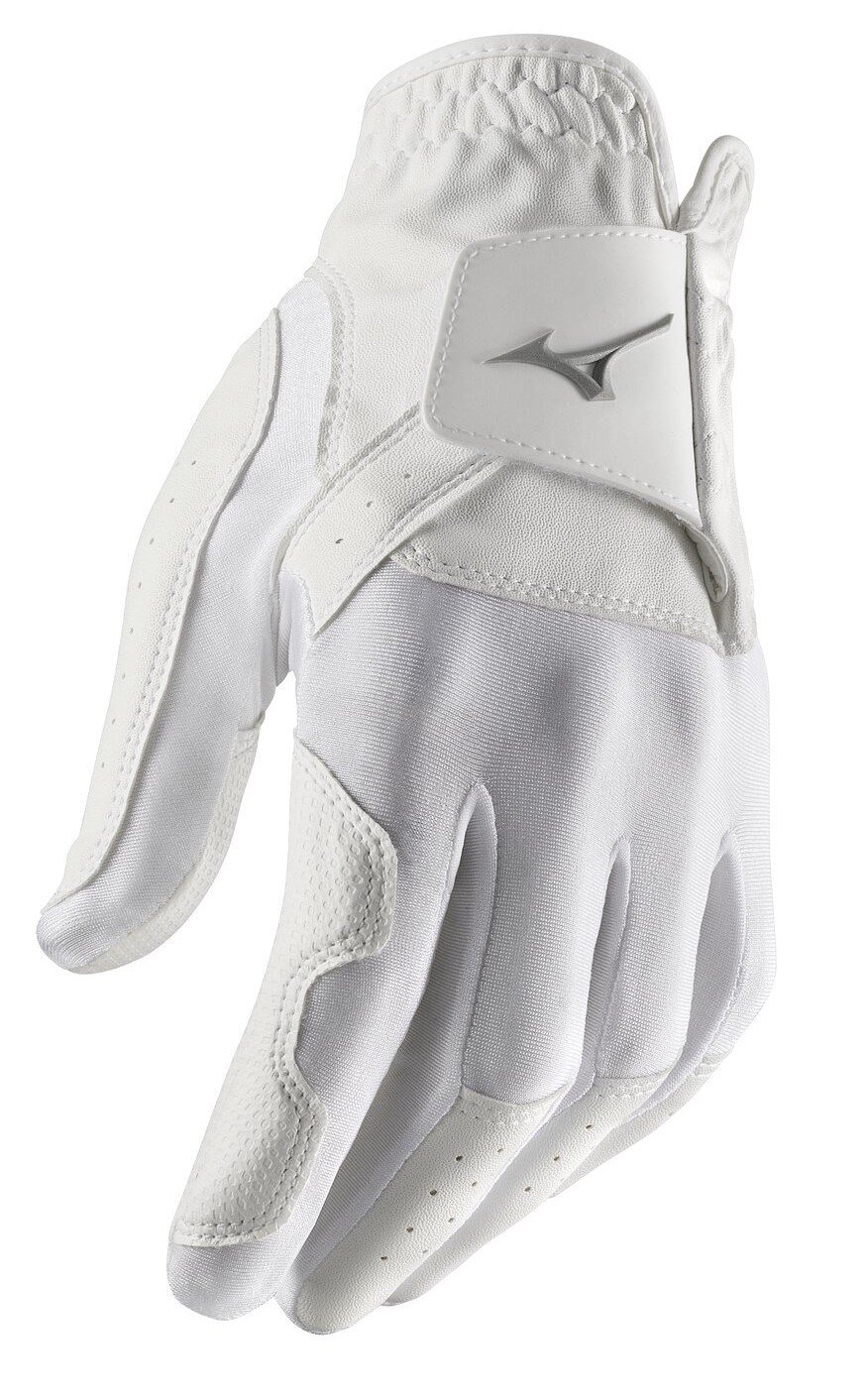 Mizuno Stretch guanto da golf uomo, bianco