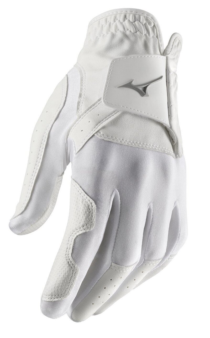 Mizuno Stretch guanto da golf uomo, bianco