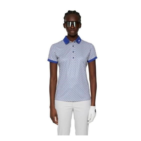 J.Lindeberg Tour Tech Print polo da donna, tour geo moonbeam