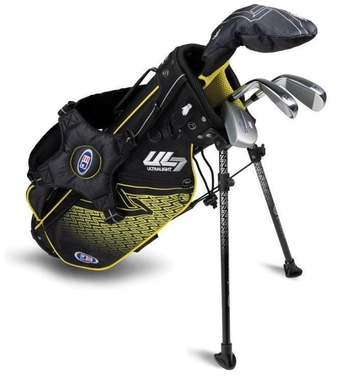 U.S. Kids Golf UL7-42 (107cm) W25 set da golf junior, 4 mazze + stand bag, nero/giallo