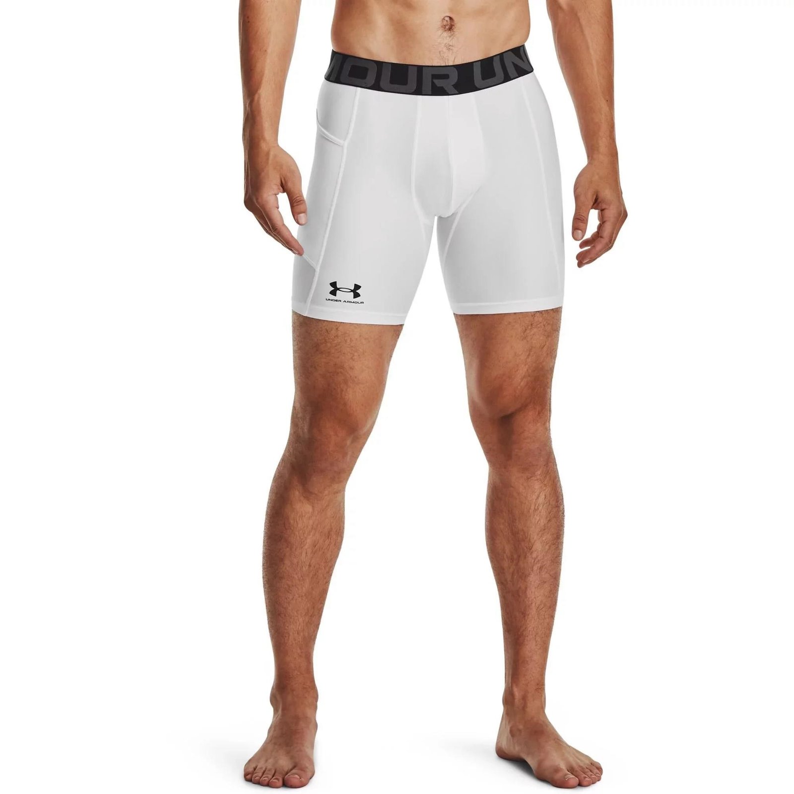 Under Armour HeatGear Shorts boxer da uomo in compressione, bianco