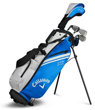 Callaway XJ-2 7PC set da golf junior, grafite, + stand bag, blu/bianco