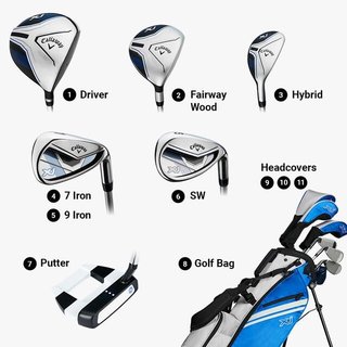 Callaway XJ-3 8PC set golf junior, grafite, +stand bag, blu/bianco