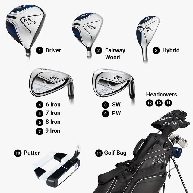 Callaway XT 26 11PC set da golf junior, grafite/acciaio, + stand bag, nero