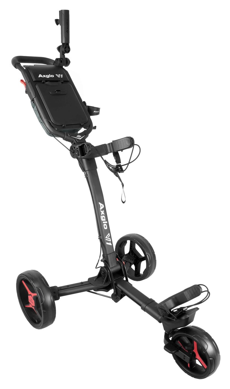 Axglo V1 carrello manuale da golf, nero/rosso