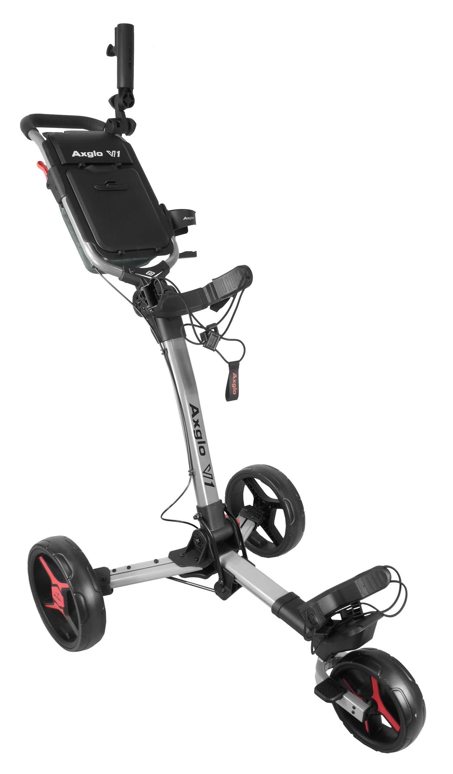 Axglo V1 carrello manuale da golf, argento/rosso