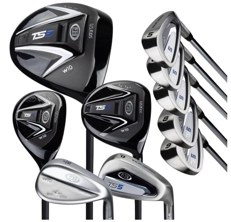 U.S. Kids Golf TS5-57 (145cm) 10-Club Combo set da golf junior, acciaio, stand bag, nero/bianco