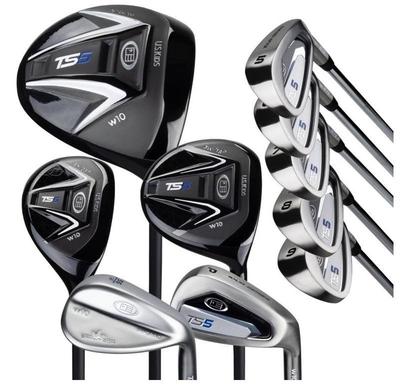 U.S. Kids Golf TS5-57 (145cm) 10-Club Combo set da golf junior, acciaio, stand bag, nero/bianco