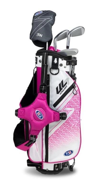 U.S. Kids Golf UL7-42 (107cm) set golf junior, grafite, + stand bag, bianco/rosa