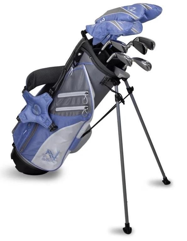 U.S. Kids Golf AV Cloud-60 (160cm) set da golf junior 11 mazze, grafite, + sacca stand bag, grigio/bianco/blu