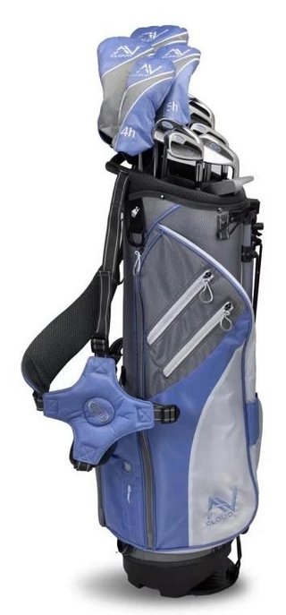 U.S. Kids Golf AV Cloud-60 (160cm) set da golf junior 11 mazze, grafite, + sacca stand bag, grigio/bianco/blu