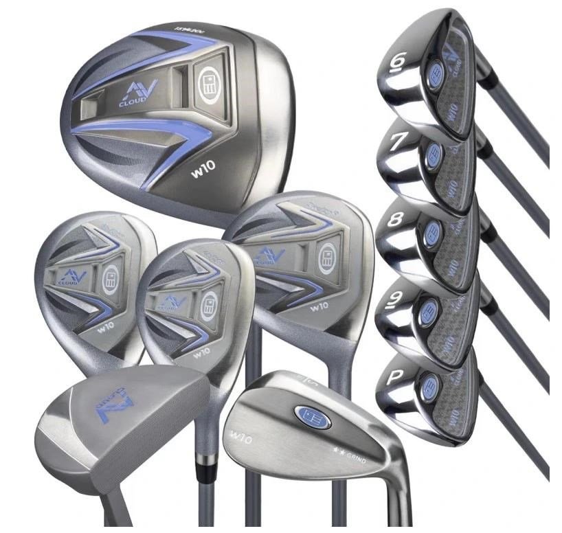 U.S. Kids Golf AV Cloud-60 (160cm) set da golf junior 11 mazze, grafite, + sacca stand bag, grigio/bianco/blu
