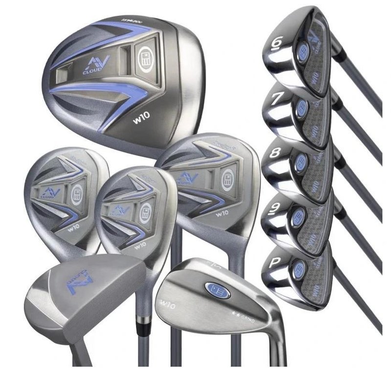 U.S. Kids Golf AV Cloud-60 (160cm) set da golf junior 11 mazze, grafite, + sacca stand bag, grigio/bianco/blu