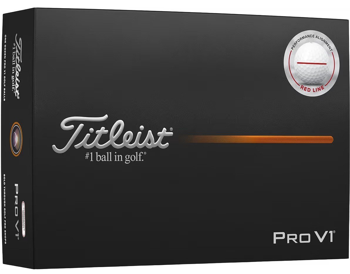Titleist Pro V1 2025 palline da golf (12 palline), Performance Alignment RED