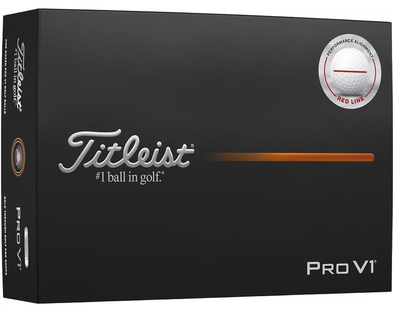 Titleist Pro V1 2025 palline da golf (12 palline), Performance Alignment RED
