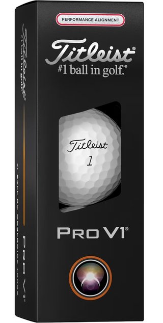 Titleist Pro V1 2025 palline da golf (12 palline), Performance Alignment RED