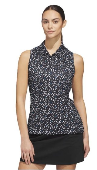 Adidas Ultimate365 All Over Print Sleeveless polo da donna, nero