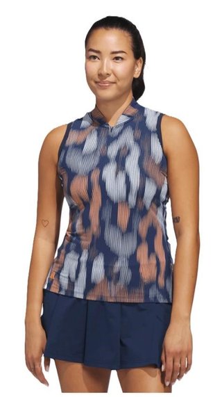 Adidas Ultimate 365 Ottoman Printed Sleeveless polo da donna, navy