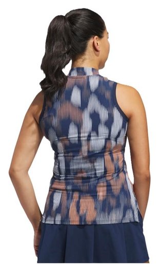 Adidas Ultimate 365 Ottoman Printed Sleeveless polo da donna, navy