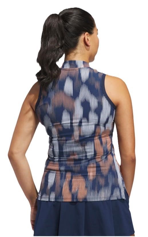 Adidas Ultimate 365 Ottoman Printed Sleeveless polo da donna, navy