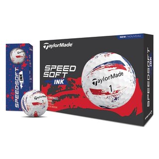 TaylorMade SpeedSoft Ink palline da golf, blu/rosse