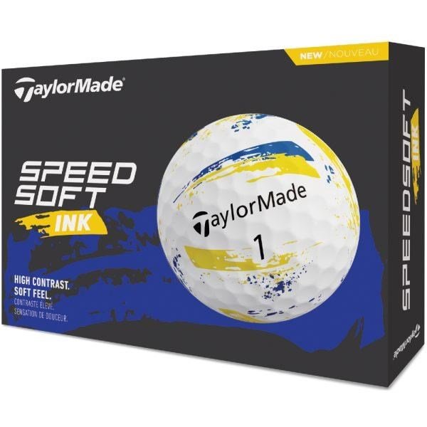 TaylorMade SpeedSoft Ink palline da golf, gialle/blu